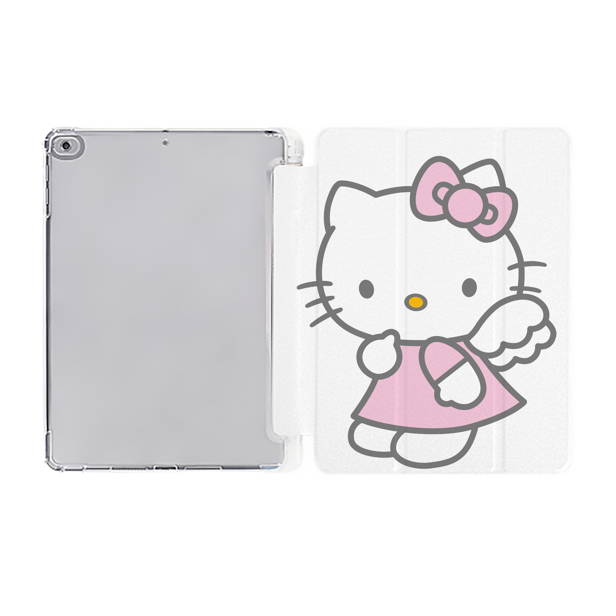 （画像用） Hello Kitty ハローキティ IPad ケース ペン収納付き 三つ折りスタンド PUレザー×シリコン 対応機種9.5/10.5/10.9インチ